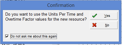 Primavera P6 - Confirmation Dialog Box
