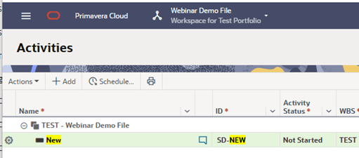 Activities Displayed in OPC Schedule 1