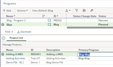 OPC Interproject Relationships - Adding a WBS