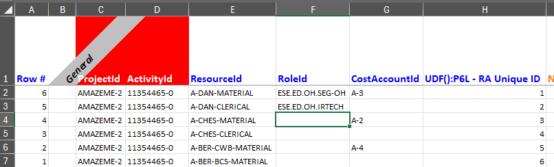 P6-Loader v14 - Excel File After Data Extraction From P6