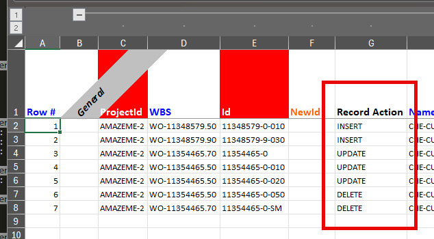 P6-Loader v14 - Record Action Column in an Excel File