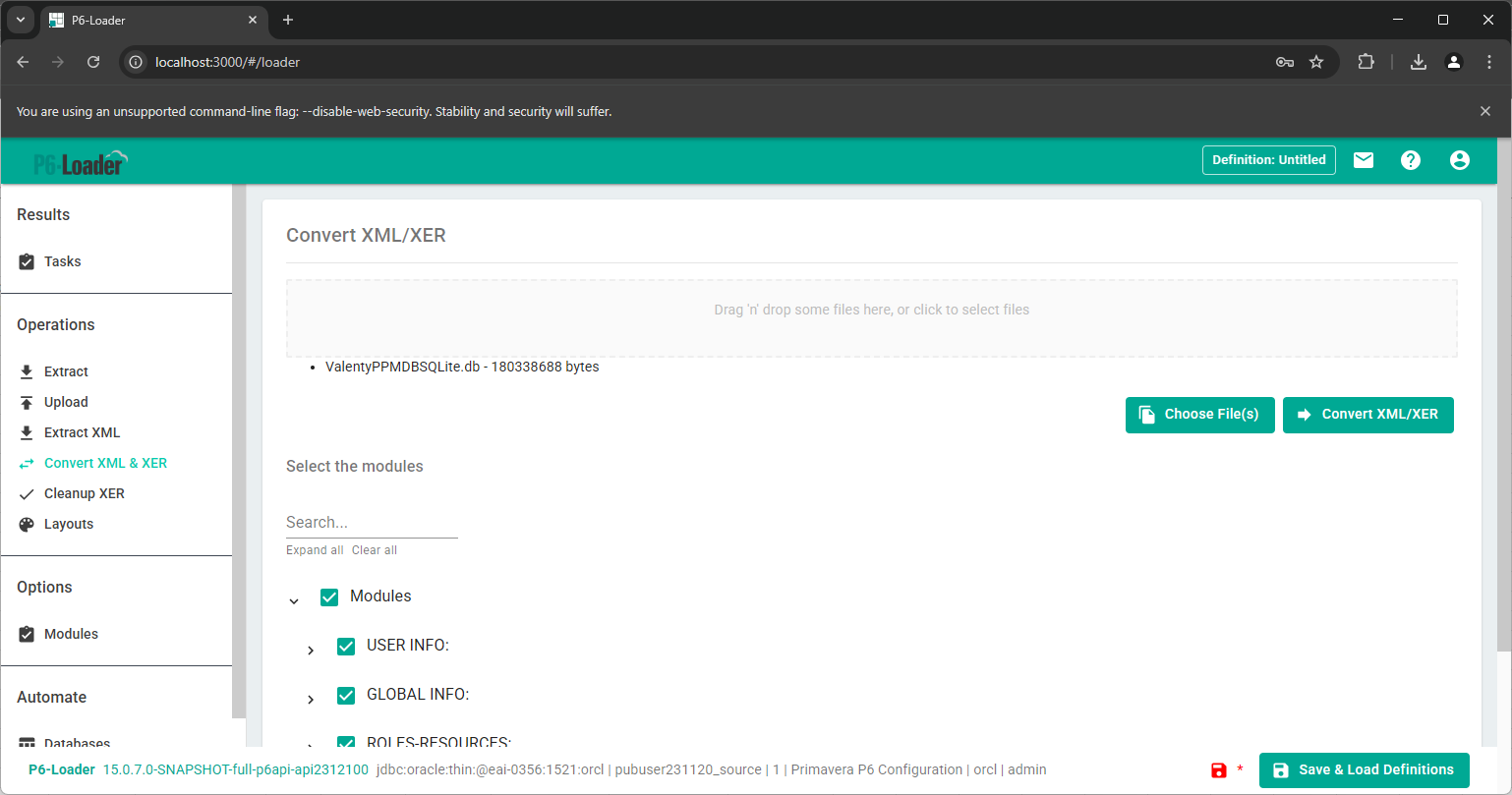 P6-Loader - SQLite File Conversion Image 1