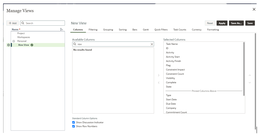 Show Row Numbers in Manage Views
