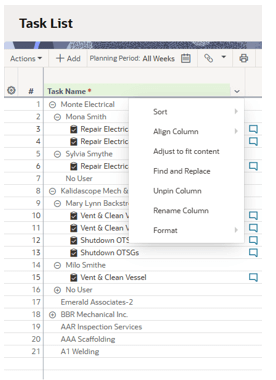 Find and Replace on the Task List Page in OPC