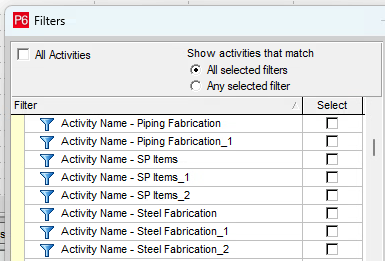 List of Filters with Duplicate Names